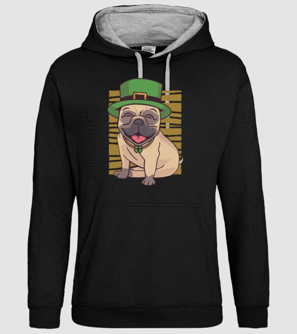Sfântul Patrick Mops model negru pe tricou