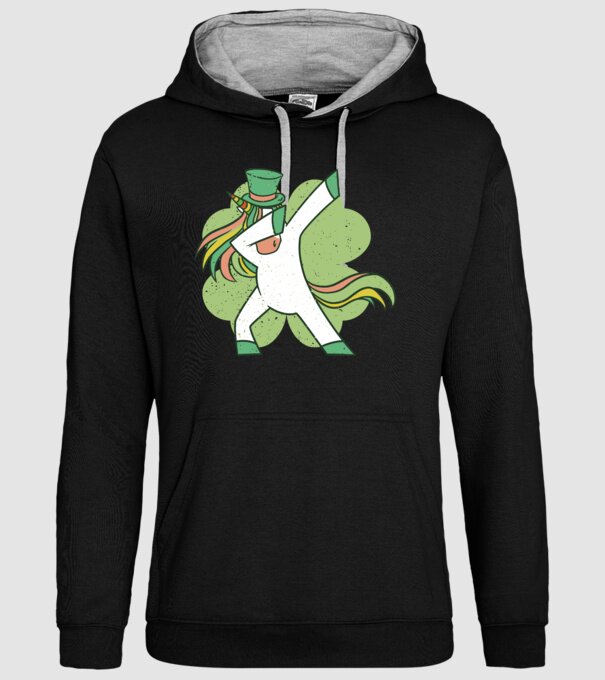 St Patrick Unicorn DAB model negru pe tricou