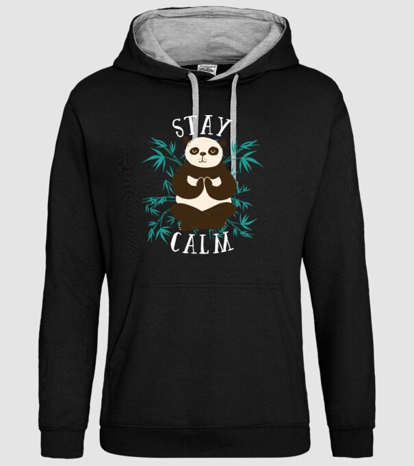 Stay Calm Panda meditație model negru pe tricou