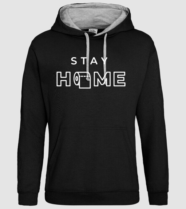 Stay home hârtie igienică model negru pe tricou