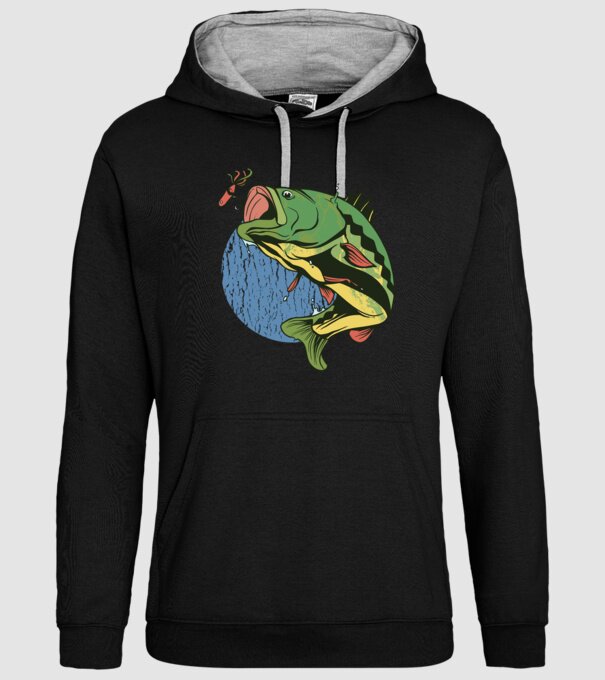 Biban Pescar model negru pe tricou