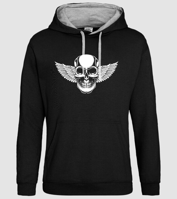 Craniu cu Aripi model negru pe tricou
