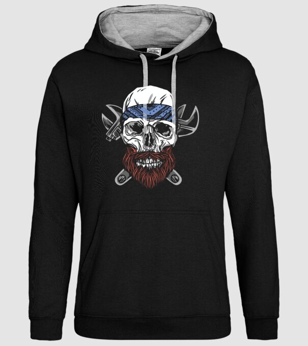 Craniu Instalator Barbă model negru pe tricou