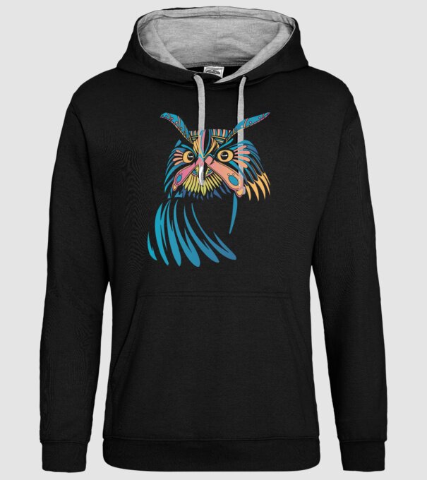 Bufniță colorată model negru pe tricou