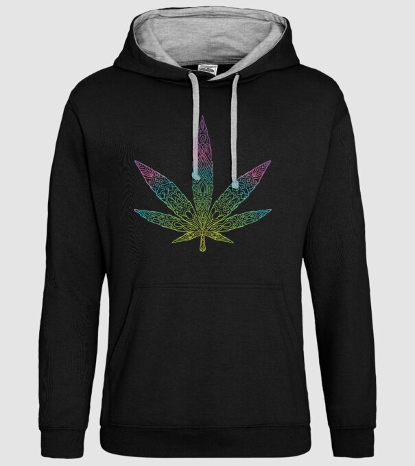 Frunză colorată de marijuana model negru pe tricou