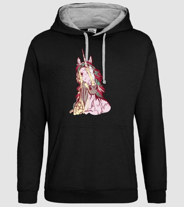 Unicorn colorat model negru pe tricou