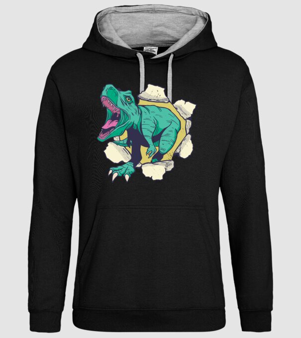T-rex 3D model negru pe tricou
