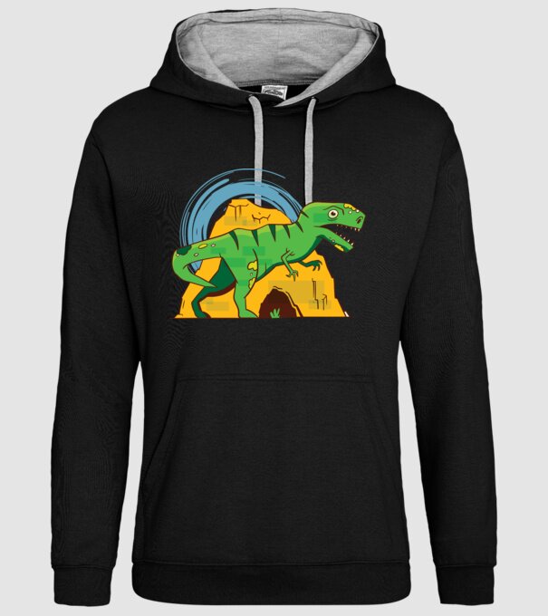 Dinozaur T-rex model negru pe tricou