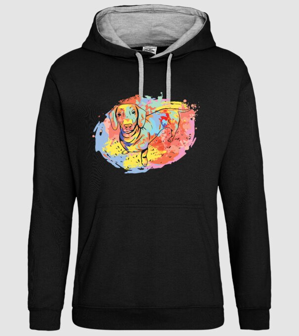 Teckel colorat model negru pe tricou