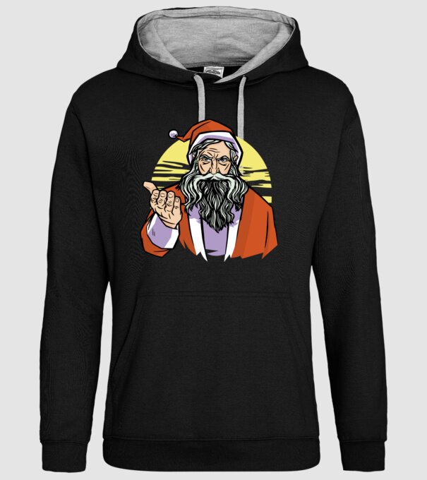 Moș Crăciun model negru pe tricou