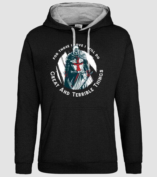 Cavaler Templier model negru pe tricou