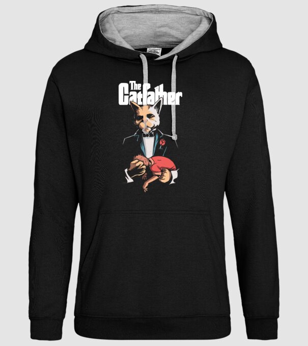 The Catfather model negru pe tricou