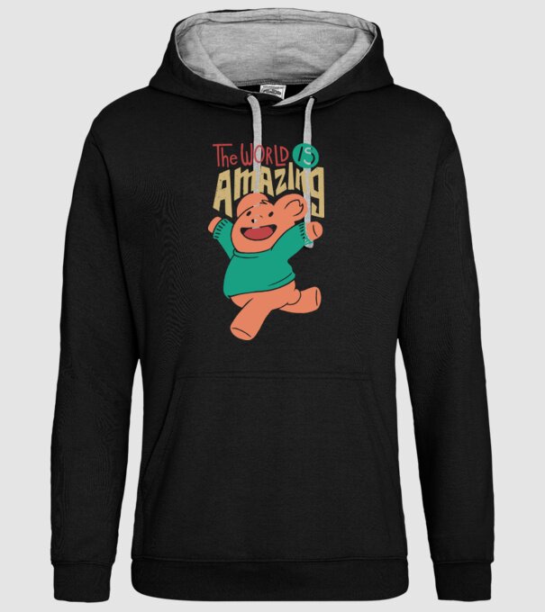 The world is amazing ursuleț Teddy model negru pe tricou