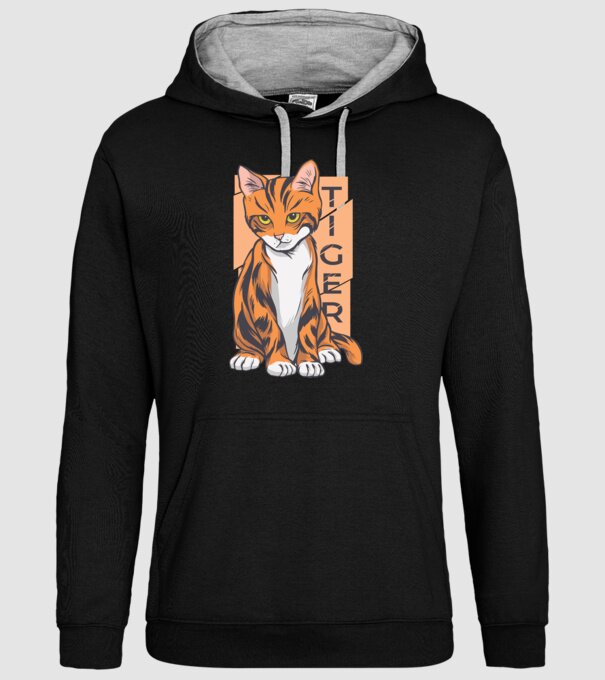 Pisică Tigru model negru pe tricou