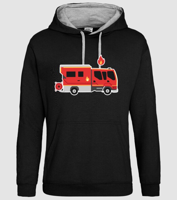 Mașină de pompieri model negru pe tricou