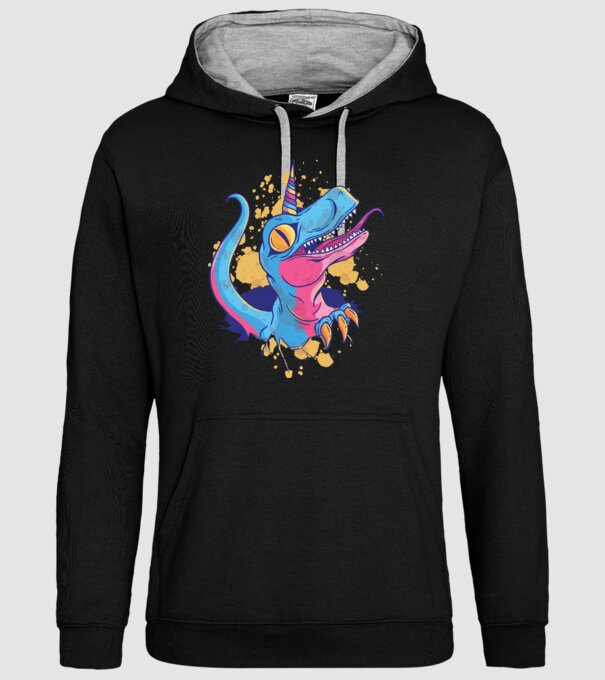 Unicornsaurus - Dinozaur Unicorn model negru pe tricou