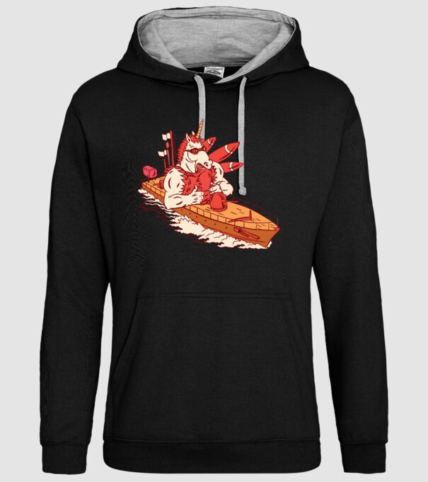 Unicorn Corabie de luptă model negru pe tricou