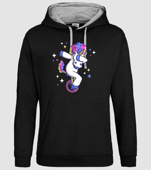 Unicorn pe monociclu model negru pe tricou