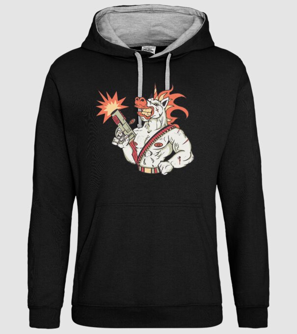 Unicorn Războinic model negru pe tricou