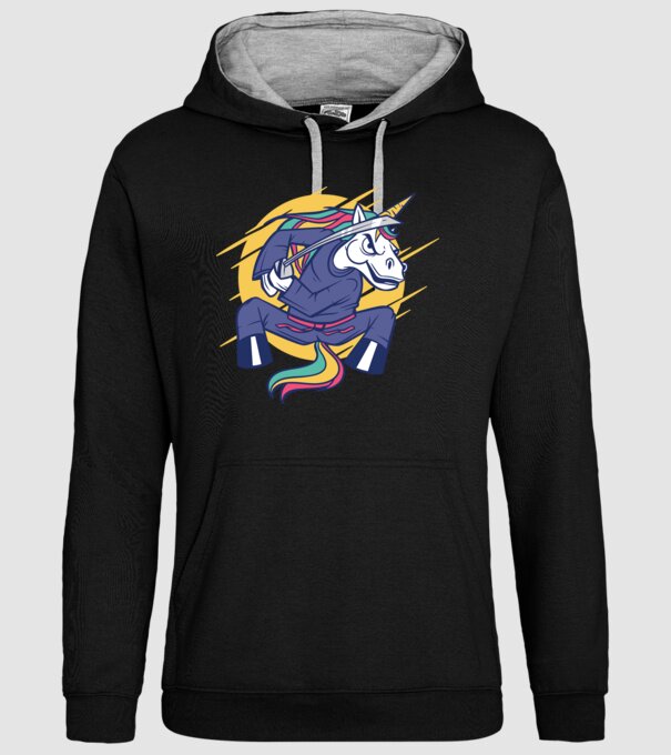 Unicorn Ninja model negru pe tricou