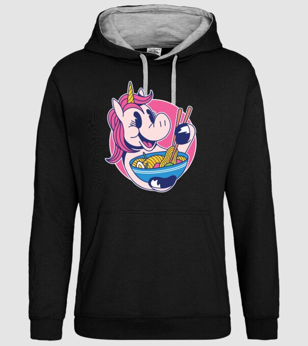 Unicorn Ramen model negru pe tricou