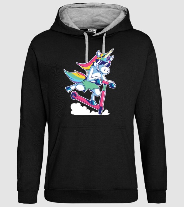Unicorn cu trotinetă tricou amuzant model negru pe tricou