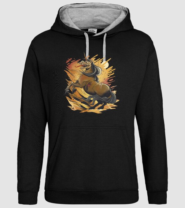 Unicorn Zombie model negru pe tricou