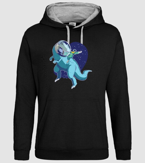 Astronaut Dinozaur T rex model negru pe tricou