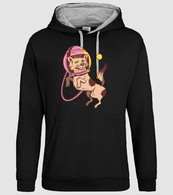 Câine Astronaut model negru pe tricou