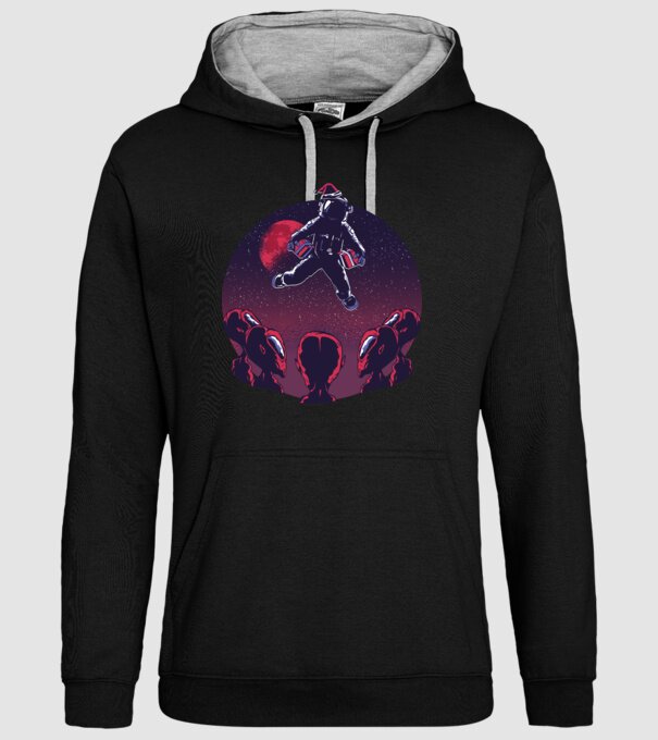 Moș Crăciun Astronaut model negru pe tricou