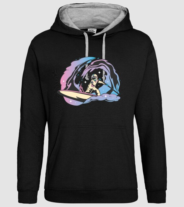 Surf Astronaut model negru pe tricou
