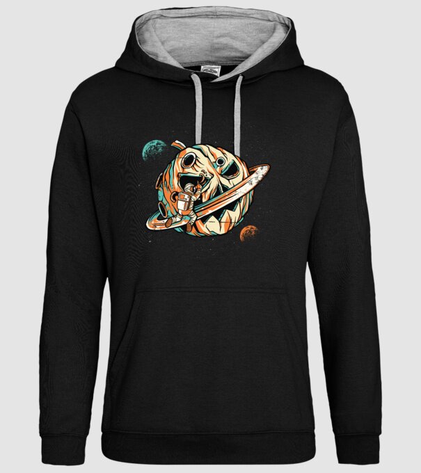 Astronaut cap de dovleac de Halloween model negru pe tricou