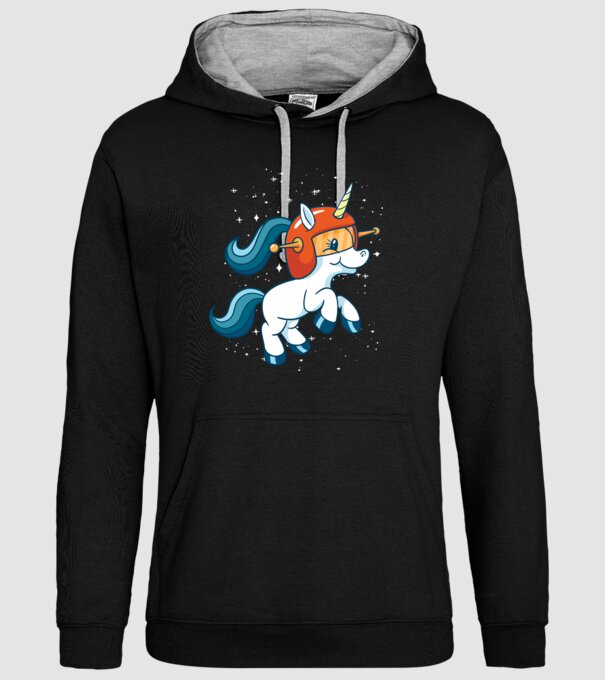 Unicorn Astronaut model negru pe tricou