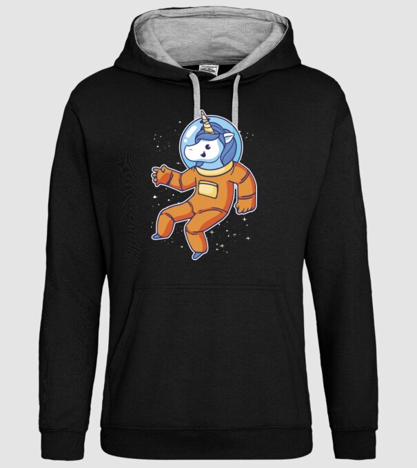 Unicorn Astronaut model negru pe tricou