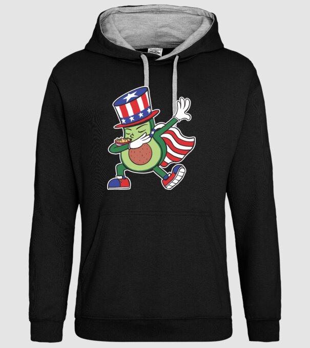 SUA Avocado DAB model negru pe tricou
