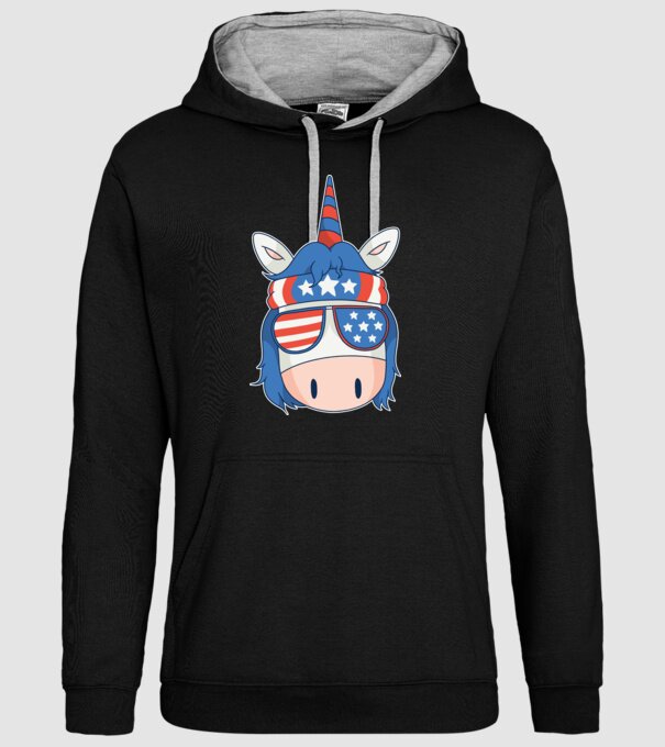 SUA unicorn model negru pe tricou