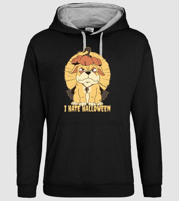Urăsc Halloween cu câine model negru pe tricou