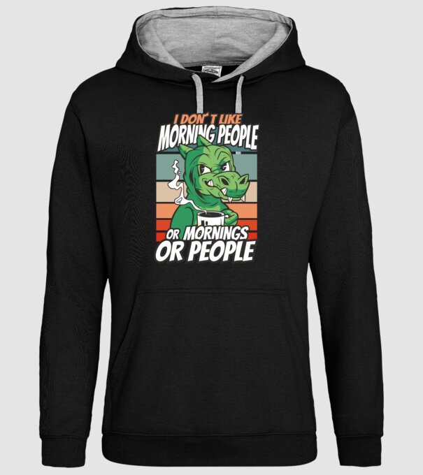 Urăsc diminețile și oamenii antisocial model negru pe tricou