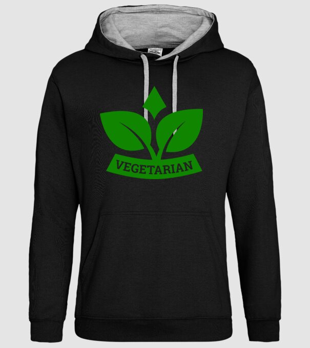 Vegetarian badge 1 model negru pe tricou