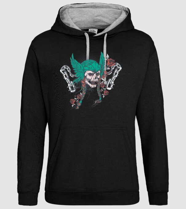 Vintage Craniu Viking model negru pe tricou