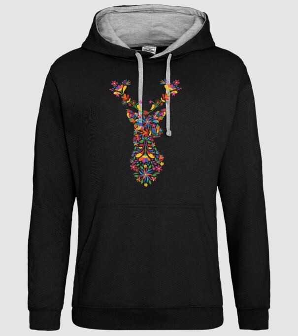 Cerb cu motive florale Floral model negru pe tricou