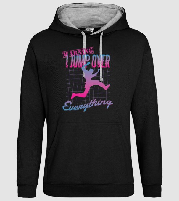 Warning I Jump over everything Parkour model negru pe tricou