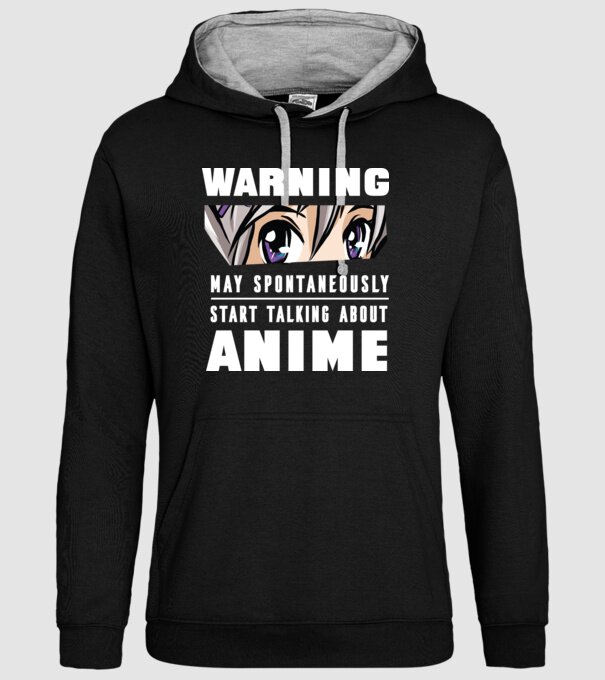 Warning may spontaneously start talking about ANIME model negru pe tricou