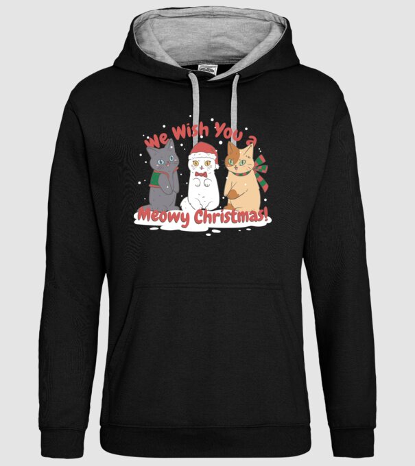 We wish You a Meowy Christmas model negru pe tricou