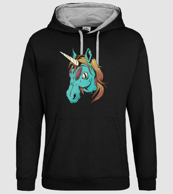 Unicorn Zombie model negru pe tricou
