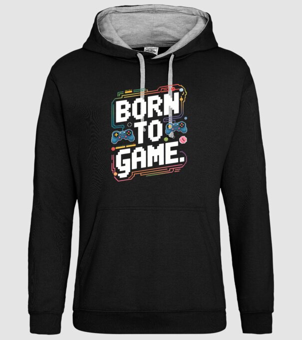Born to Game Pixel Negru model negru pe tricou