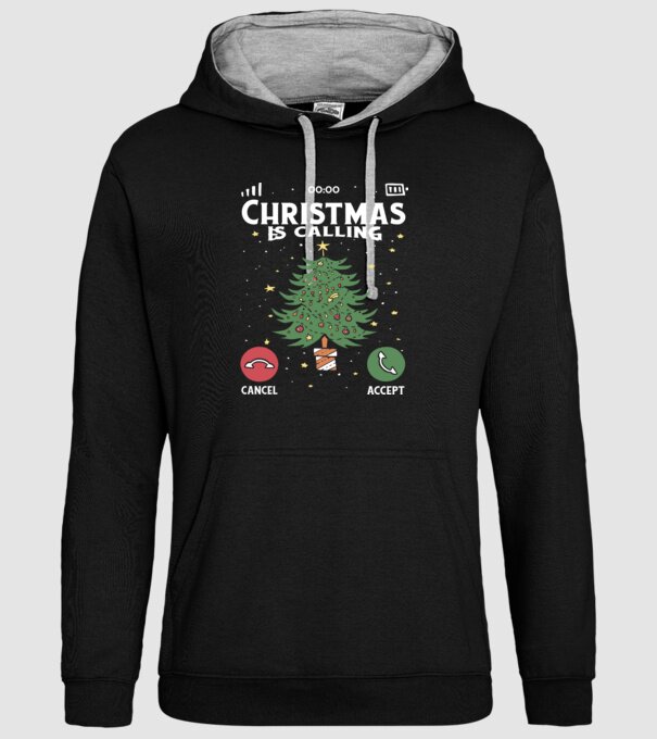 Christmas is calling model negru pe tricou