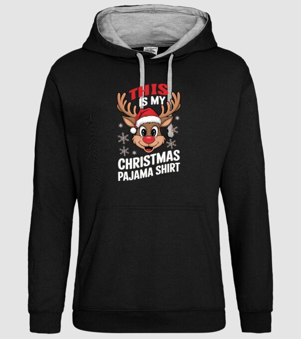 Christmas Pajama Reindeer Negru model negru pe tricou