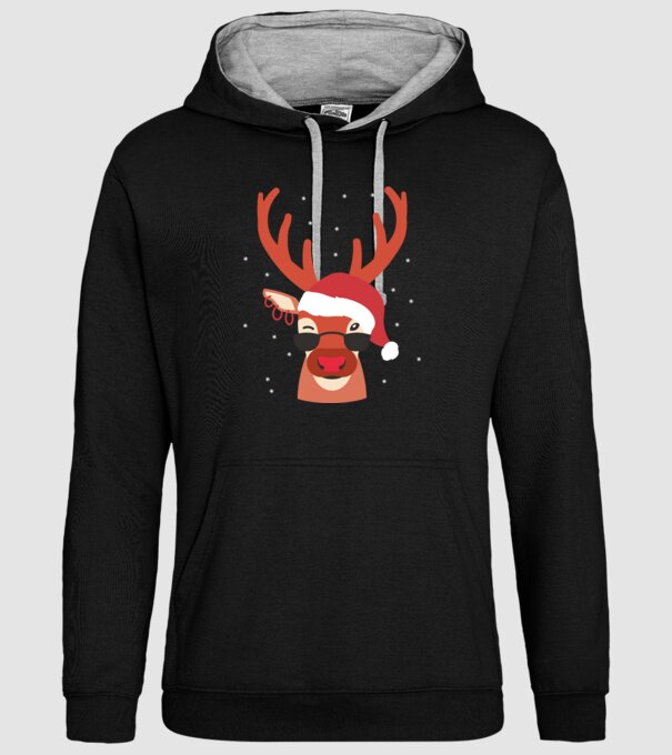 Cool Reindeer Rudolph model negru pe tricou