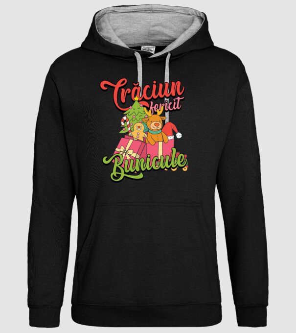 CRĂCIUN FERICIT BUNICULE model negru pe tricou